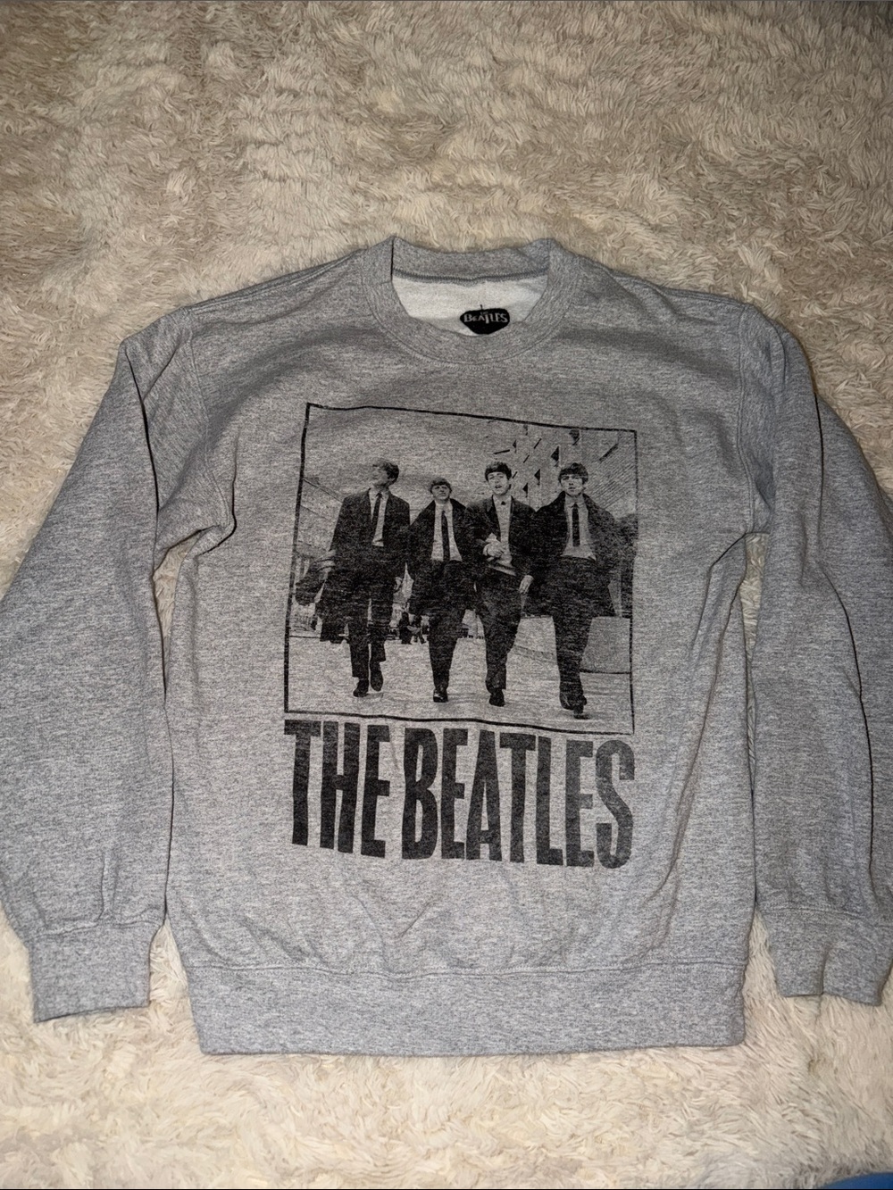 Forever 21 The Beatles Light Gray Graphic Crewneck Sweatshirt